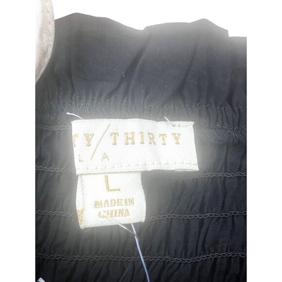 Twenty/Thirty Black & White Tie-Strap Ruffle Top Large - Picture 3 of 12